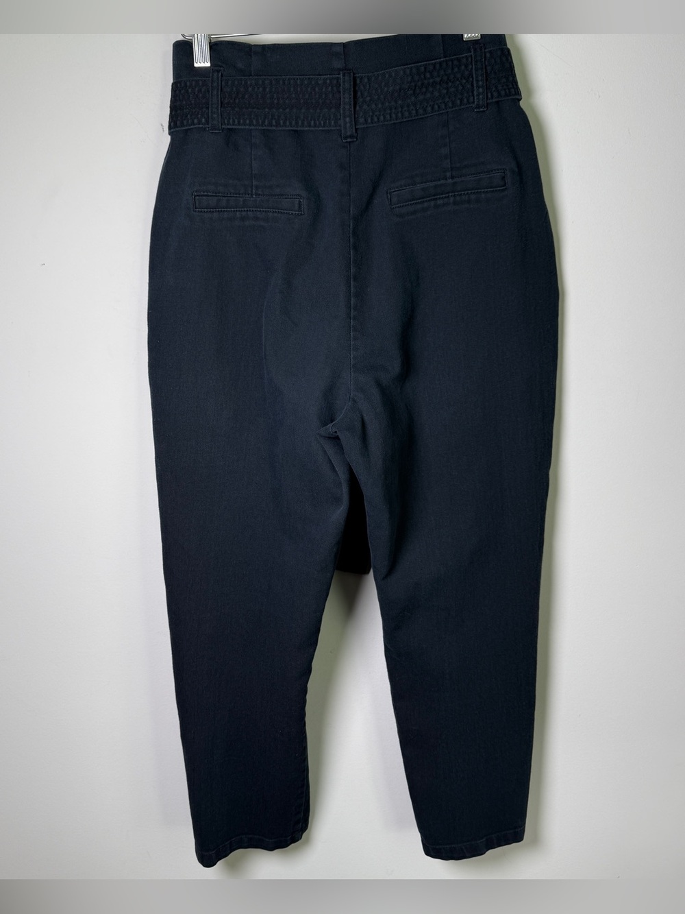 A New Day Black High Waist Belted Pleat Front Cotton Trouser Pants Size 10 - Picture 3 of 12